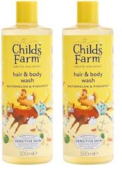 Childs Farm Kids Hair & Body Wash, Watermelon & Pineapple | Tear-free, Gently Cleanses | Suitable for Dry, Sensitive Skin, 500ml (Pack of 2)