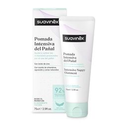 Suavinex Fralda intensiva para bebé, creme com óxido de zinco, adequada para peles muito sensíveis e recém-nascidos, 92% ingredientes de origem natural, com textura viscosa, 75 ml