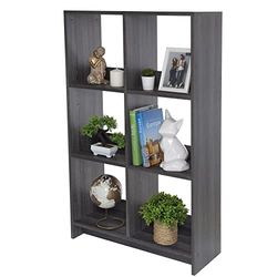 Iris Ohyama, Meuble de Rangement Ouvert, Bibliothèque, Étagère de 6 casiers, Grande capacité, Horizontale & Verticale, Bureau, Chambre, Salon - Wood Open Shelf WOS-6 -Chêne Gris
