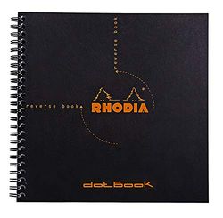RHODIA 193639C - Spiral Notebook (Full Binding) Reverse Book Black - 21x21 cm - Dotted Dot - 160 Detachable Pages - Clairefontaine Paper 80 g/m - Soft and Resistant Cover - Classic