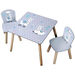 Kesper Table pour Enfant avec 2 chaises, Gris, Tisch 55 x 55 x 45 cm, Stuhl 27,5 x 27,5 x 50,5 cm