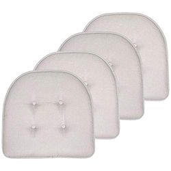 Sweet Home Collection Lot de 4 Coussins de Chaise en Mousse à mémoire de Forme touffetés antidérapants avec Dossier en Caoutchouc en Forme de U 43,2 x 40,6 cm Gris Clair