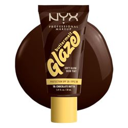 NYX Professional Makeup Buttermelt Glaze Soft Glow Skin Tint + SPF/FPS 30, Foundation, 12h Wear, Chocolate Butta