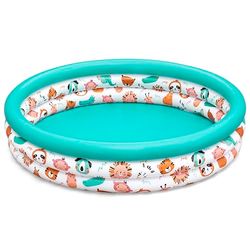 Bestway Piscine Gonflable pataugeoire Trois Anneaux pour Enfants Safari Pals - 122 cm x 122 cm x 25 cm - Multicolore