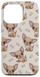 Chihuahua Pattern Kawaii Dog Beige Case for iPhone 13 Pro