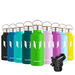 Super Sparrow Botella Agua Acero Inoxidable - Botella Agua Niños - 500ml - Botella Termica Boca Estándar - Sin BPA, para Niños & Adultos, Deporte, Oficina, Yoga, Ciclismo