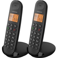 Logicom ILOA 250 Téléphone Fixe sans Fil sans Répondeur - Duo - Téléphones analogiques et dect - Noir