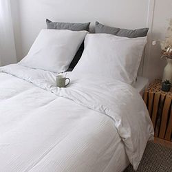 Enjoy Home - Juego de Cama de 2 plazas, algodón, 240 x 220 cm, Color Blanco, colección Gypsy, 1 Funda nórdica con botón de presión y 2 Fundas de Almohada de 63 x 63 cm