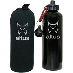 ALTUS Bouteille en Aluminium de 1 000 ML 1 l. Unisexe-Adulte, Noir, Taille Unique