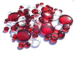 mesbilles - 500 GR Mélange Rouge Transparence Billes Plates - Galet en Verre 30 mm 20 mm 10 mm Cailloux en Verre décoratifs