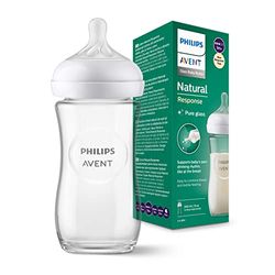 Philips Avent Glazen Natural Response-babyfles - Babymelkfles van 240ml, BPA-vrij voor pasgeboren baby's van 1 maand en ouder (Model SCY933/01)