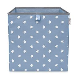 LIFENEY Caja de almacenamiento con diseño de estrellas en color turquesa I Caja de juguetes con estrellas adecuada para estantes de dados I Caja organizadora para la habitación de los niños I Cesta de