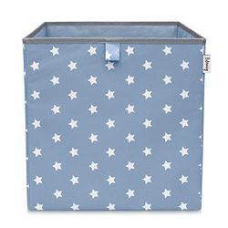 LIFENEY Boîte de rangement avec motif étoilé turquoise, boîte à jouets avec étoiles adaptée aux étagères cubiques, boîte de rangement pour chambre d'enfant, panier de rangement comme accessoire pour