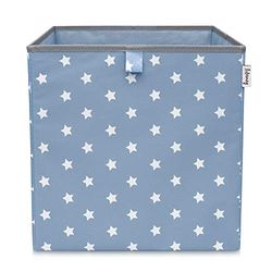 LIFENEY Caja de almacenamiento con diseño de estrellas en color turquesa I Caja de juguetes con estrellas adecuada para estantes de dados I Caja organizadora para la habitación de los niños I Cesta de