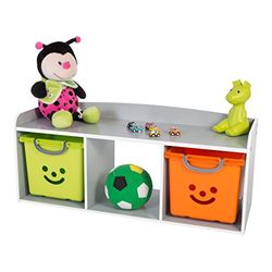 Iris Ohyama, Speelgoedkast / Kindermeubels / Speelgoedkist / Houten bank, Modulair, slaapkamer, school, danszaal. - Kids bench shelf - KBN-3 - Grijs