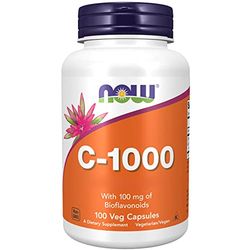 Now Foods, C-1000, Vitamina C, 1000mg, Ácido L-Ascórbico, 100 Cápsulas veganas, Testado en Laboratorio, Sin Gluten, Vegetarianas, Sin Soja, Sin OGM