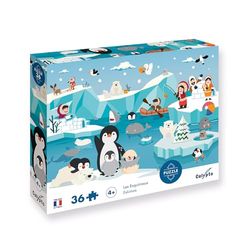Calypto 3907601 Polar, 36 Puzzle mit Soft-Touch, Kinderpuzzle mit großen Teilen und samtiger Oberfläche inkl. Puzzleposter, für Kinder ab 4 Jahren, Eisbär, Pinguin