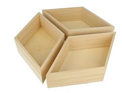 Artemio 3 houten dienbladen te versieren Diamond, Hout, 26,5 x 5 x 23 cm