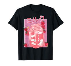Latte alla fragola retrò Giappone anni '90 Kawaii giapponese Maglietta