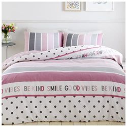 GC GAVENO CAVAILIA Luxury Striped Duvet Cover Single, Soft & Cosy Printed Quilt Bedding Set, Breathable Comforter Covers, Blush Pink/Grey