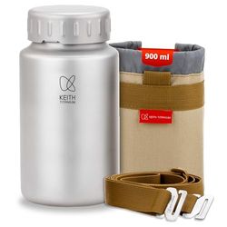 Keith Titanvattenflaska med bajonettlock, Ti3035, 900 ml - reseflaska för vatten, te och kaffe, perfekt för utomhusfukt, camping och vandring (19,4 x 10,5 x 10,5 x 10,5)