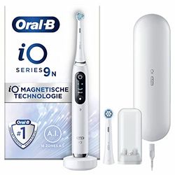 Oral-B iO 9N Witte Elektrische Tandenborstel, 2 Opzetborstels, 1 Oplaadreisetui, Ontworpen Door Braun