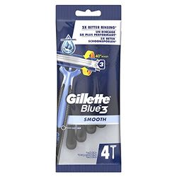 Gillette Blue 3 Smooth Rasoirs Jetables Homme, 4 unités