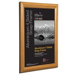 Stewart Superior A1 Aluminium 4 Sided 25mm Front Loading Picture/Poster Snap Frame - Light Wood Finish