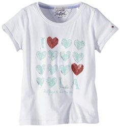 Tommy Hilfiger T-shirt för flickor, Vit (100 klassisk vit), 110 cm