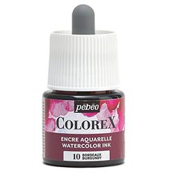 Pébéo - Colorex inkt, 45 ml, bordeauxrood - Colorex inkt aquarel pebeo - inkt rood - tekening multitool voor alle ondergronden - 45 ml - bordeaux