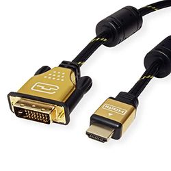 Roline 11.04.5896 GOLD Câble pour écran DVI-HDMI M-M (24+1) dual link 1,5 m Noir