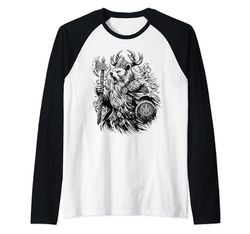 Oso Vikingo Guerrero Odin Berserker Oso Nórdico Guerrero Camiseta Manga Raglan