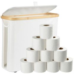 Cozary Contenitore Porta Carta Igienica con Coperchio – Organizer Bagno Pieghevole, Cestino Portaoggetti Salvaspazio, Impermeabile, 25L, 43x35x17cm