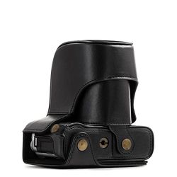 MegaGear MG1001 Etui de Protection avec Bandoulière/Accès Batterie en Cuir pour Appareil Photo Fujifilm X-A10 Noir