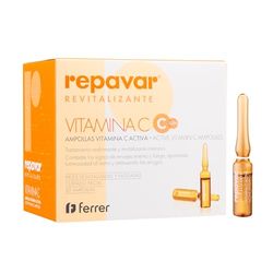 Repavar Revitalizante - vitamina C ativa para cuidados faciais - evita o envelhecimento, tratamento reafirmante e evitalizante intensivo, 20 ampolas de 1 ml