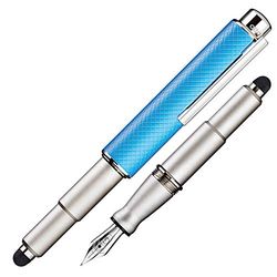 Otto Hutt design 05 028-61986 - Pluma estilográfica con revestimiento de platino de alta calidad y rayas a cuadros en color azul, grosor F