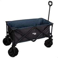 AKTIVE 62620 Opvouwbare transportwagen, 91 x 49 x 99 cm, strand, camping, tuin, grote allrounderwielen, speciale breedte, verstelbare handgreep, trolley voor parasols en stoelen