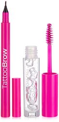 MCoBeauty Paradise Escape Brow Kit for Women 2 Pc 0.05oz Tatto Brown Light-Medium, 0.08oz Clear Brow Gel