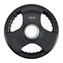 TREXO 5 kg belasting 24 cm diameter schijf met handgrepen gietijzer gecoat voor lange halters duurzame ergonomische schijf fitness krachttraining crossfit RW5