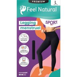 Feel Natural Legging Menstruel de Sport pour Femme - Lavable et Réutilisable avec Coutures Invisibles - Confort et Protection Maximale pour Un Quotidien Actif et sans Fuite - Taille L