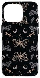 Wicca Moon Moths Dragonflies Goth Custodia per iPhone 16 Pro
