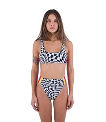 Hurley Nascar Rvsb Scoop Front Top Haut de Bikini, Black White, S Femme
