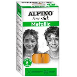 Alpino - Set de maquillage Face Stick - 6 barres de couleur or | Application propre et précise | Texture crémeuse et finition brillante | Idéal pour fêtes, déguisements et maquillage artistique