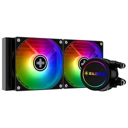 Xilence LQ240.ARGB AMD and Intel AiO 240 mm Watercooling for CPU, 2x 120 mm PWM ARGB Fan, 300W TDP, Clear/Black