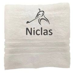 Asciugamano personalizzato con nome Nome sportivo splendidamente ricamato Asciugamano da bagno Asciugamano in cotone 100% personalizzato con nome (100 x 50 cm, Hockey)