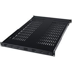 StarTech.com 1U Adjustable Vented Server Rack Mount Shelf - 175lbs - 19.5 to 38in Adjustable Mounting Depth Universal Tray for 19" AV/ Network Equipment Rack - 27.5in Deep (ADJSHELF), Black