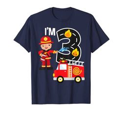 Fire Truck Fireman 3 Year Old I'm 3rd Birthday Party T-Shirt T-Shirt