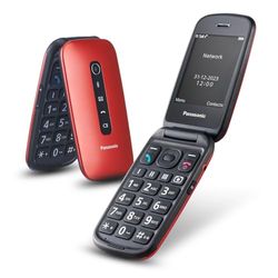 Panasonic KX-TU550EXR 4G Essentials Clamshell Mobile Phone for Elderly, 1.2MP Camera, Senior Phone with Large 2.8" Display, 300 Hours Standby Time, Red