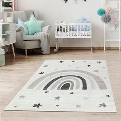 Jimri Kindertapijt DOTS l Stippen gestippeld l Öko-Tex zegel | Kleur: Beige Blauw Roze | Kinderkamer/tienerkamer (Creme, 80 x 150 cm)