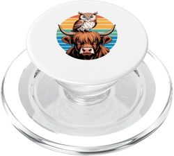 Tramonto Retrò Mucca Highland Gufo PopSockets PopGrip per MagSafe